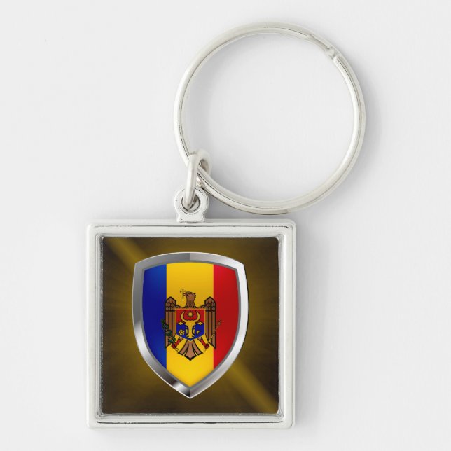Porte-clés Emblème métallique de Moldavie (Devant)