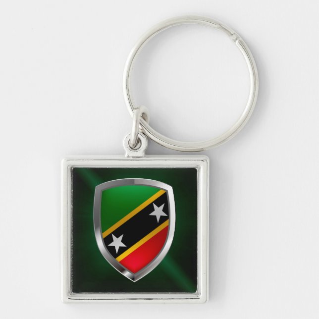Porte-clés Emblème métallique Saint-Kitts-et-Nevis (Devant)