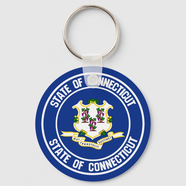 Porte-clés Emblème rond Connecticut (Recto)