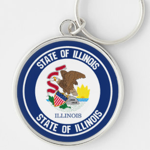 Porte-clés Emblème rond de l'Illinois