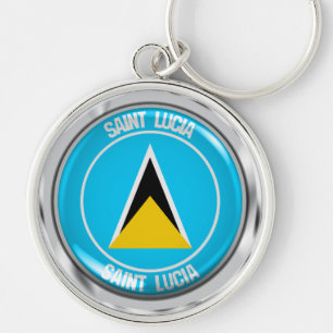 Porte-clés Emblème rond de Sainte-Lucie