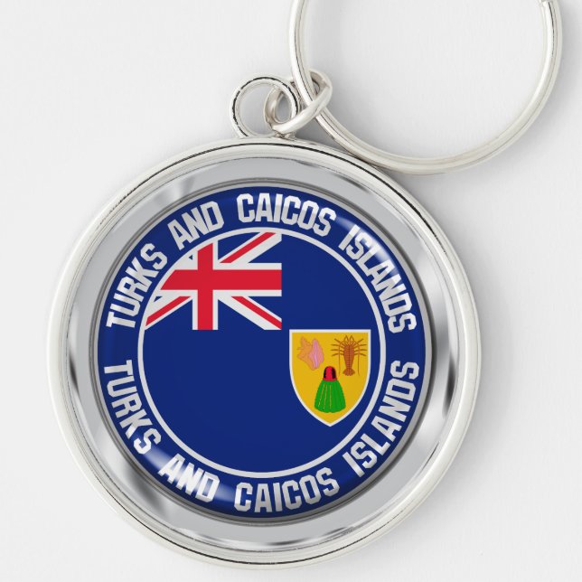 Porte-clés Emblème rond des îles Turques et Caïques (Devant)
