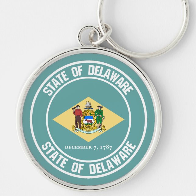 Porte-clés Emblème rond du Delaware (Devant)