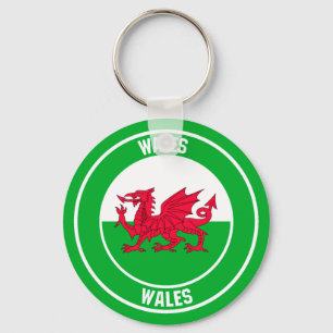 Porte-clés Emblème rond du Pays de Galles