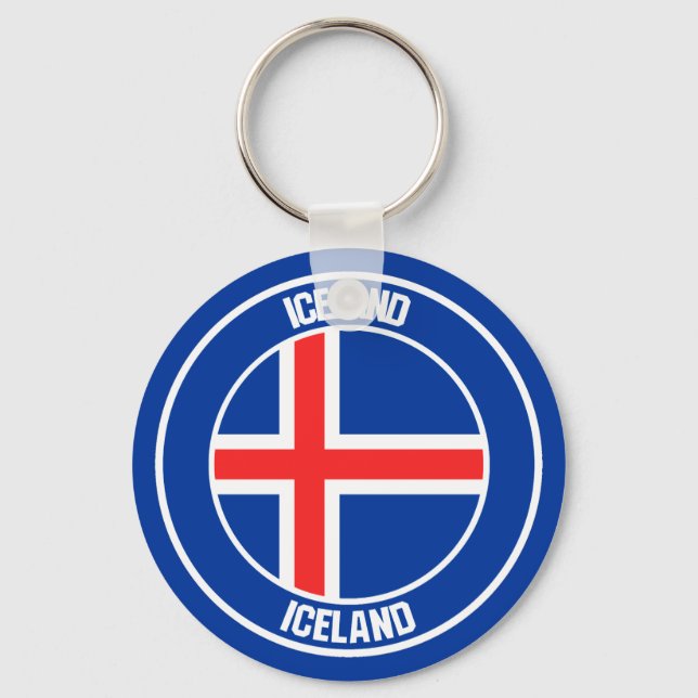 Porte-clés Emblème rond Islande (Recto)