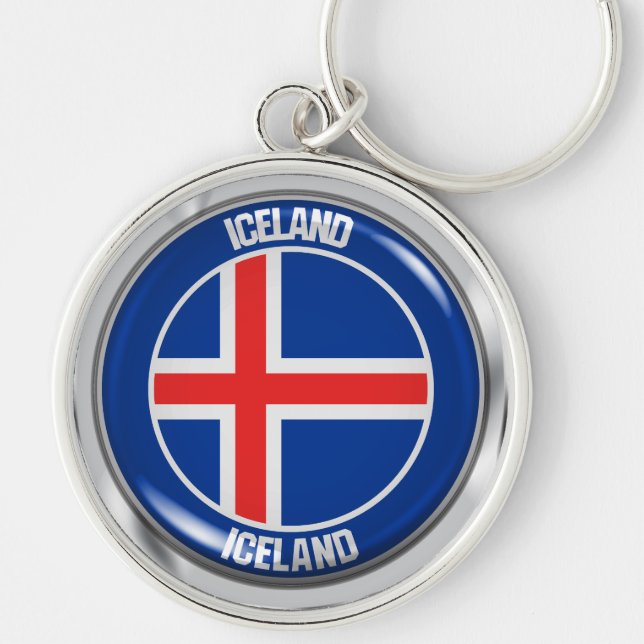 Porte-clés Emblème rond Islande (Devant)