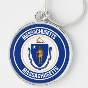 Porte-clés Emblème rond Massachusetts