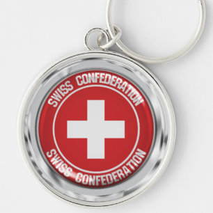Porte-clés Emblème rond Suisse