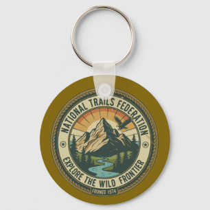 Porte-clés Emblème vintage de randonnée et d'aventure dans le
