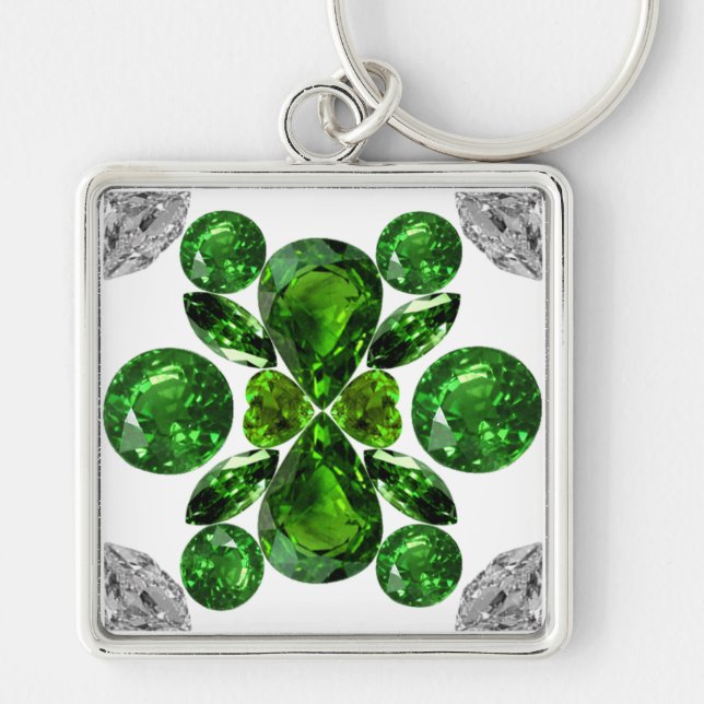 Porte-clés Emerald Diamond Gemstone Art Green Porte - clé (Devant)