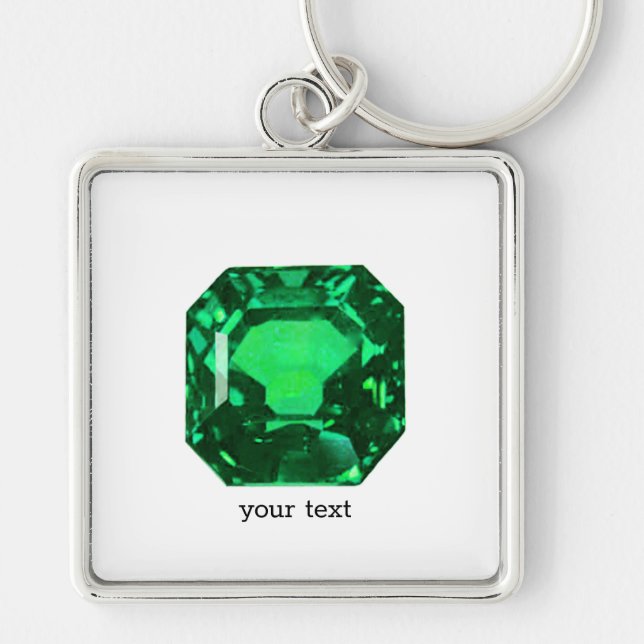 Porte-clés Emerald Gemstone, Birthstone May, vert clair (Devant)