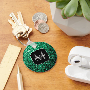 Porte-clés Emerald Green fausse parties scintillant scintille