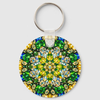 Porte-clés Emerald Kaleidoscope Mandala – Sparkling Keychain