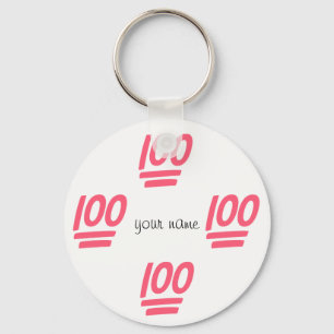 Porte-clés Emoji 100% et '' votre nom ici "