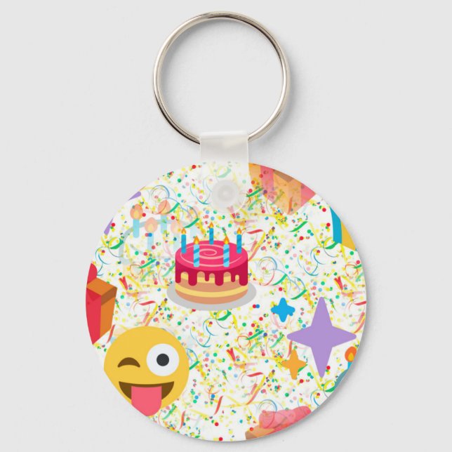 Porte-clés emoji anniversaire heureux (Recto)