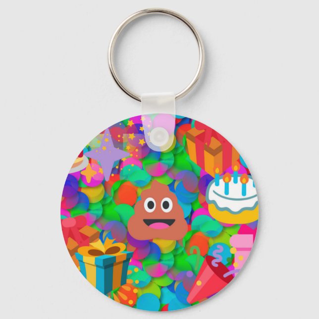 Porte-clés emoji joyeux pod'anniversaire (Recto)