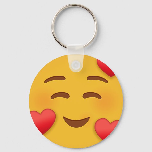 Porte-clés Emoji Souriez Avec Coeurs (Recto)