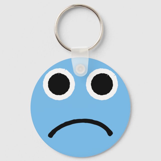 Porte-clés Emoticon Emoji face bleu triste (Recto)