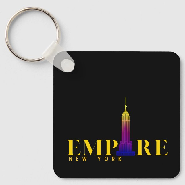 Porte-clés Empire State Building-New York-Or vibrant (Recto)