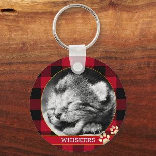 Porte-clés Empreinte de chat, Plaque de bison rouge, photo de