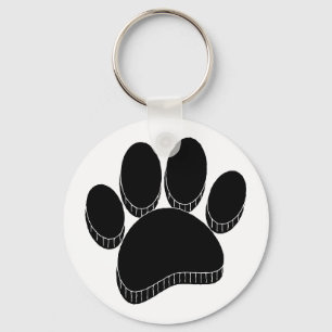 Porte-clés Empreinte de chien noir main tirée personnalisée