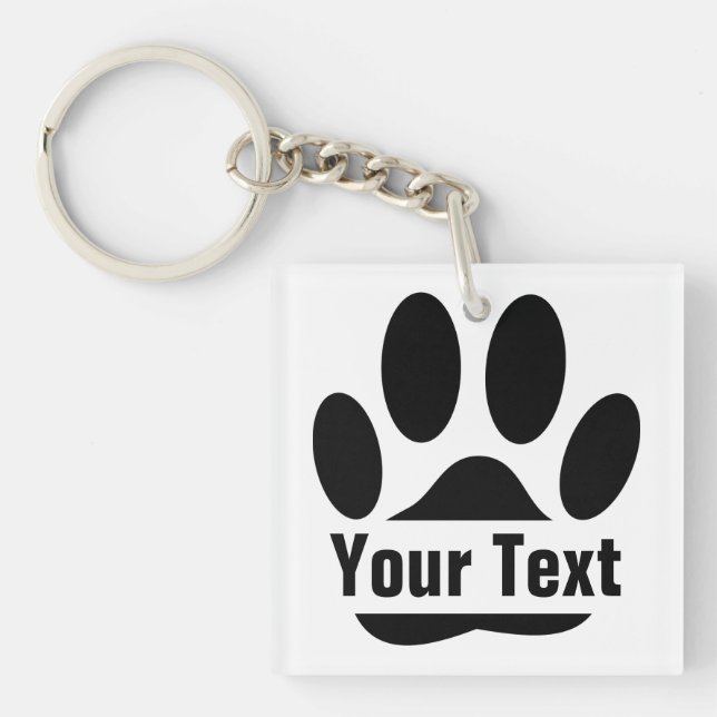 Porte-clés Empreinte De Fragment De Chien Avec Texte Personna (Devant)