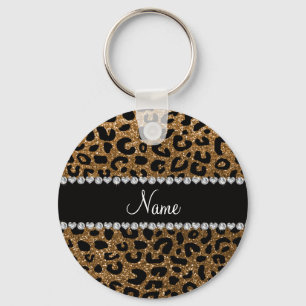 Porte-clés Empreinte de parties scintillant d'or de nom perso