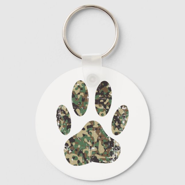 Porte-clés Empreinte de patte de chien Camo en détresse (Recto)