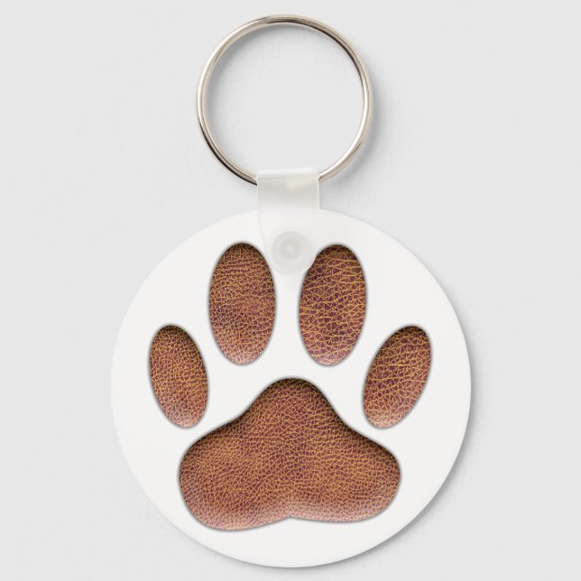 Porte-clés Empreinte de patte de chien de Texture en cuir (Recto)