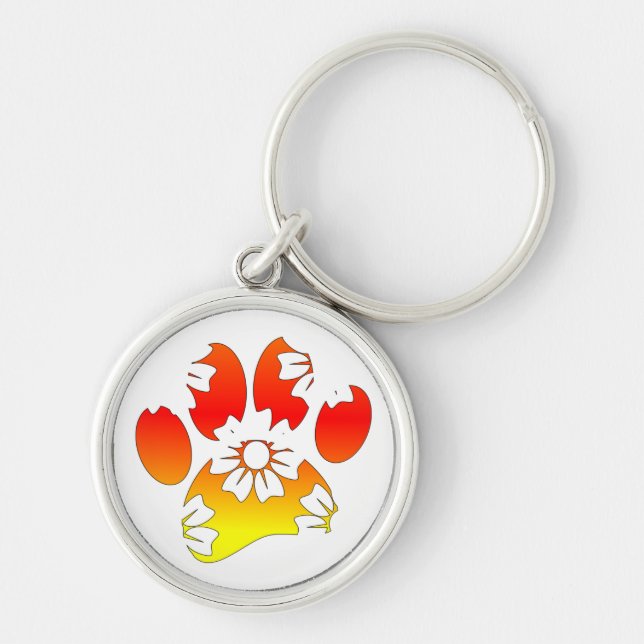 Porte-clés Empreinte de patte de chien floral (Devant)