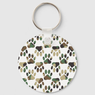 Porte-clés Empreinte de patte de chien Motif Camo