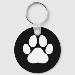 Porte-clés Empreinte de patte de chien Porte - clé noir et bl