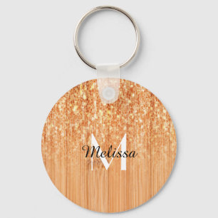 Porte-clés Empreinte en bois de bambou orange brillant Monogr