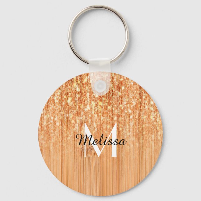 Porte-clés Empreinte en bois de bambou orange brillant Monogr (Recto)
