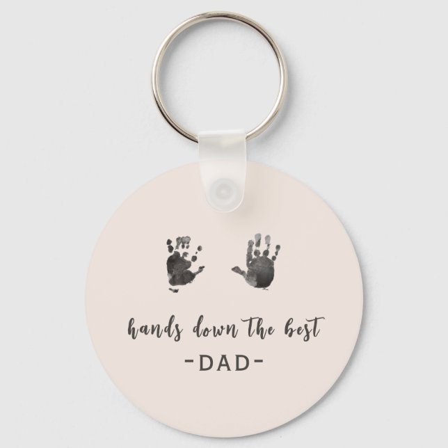 Porte-clés Empreintes à main personnalisées Best Papa (Recto)