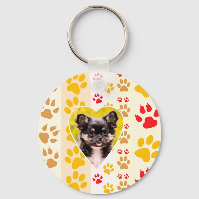 Porte-clés Empreintes de pattes cardiaques du Chihuahua (Recto)