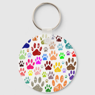 Porte-clés Empreintes de pattes de chien colorées en détresse