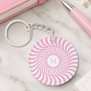 Porte-clés en acrylique à monogramme initial rose