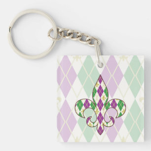 Porte-clés en acrylique Argyle Mardi Gras