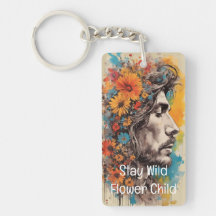 Porte-clés en acrylique avec portrait rétro mascul