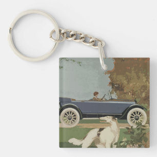 Porte-clés en acrylique Borzoi Travels