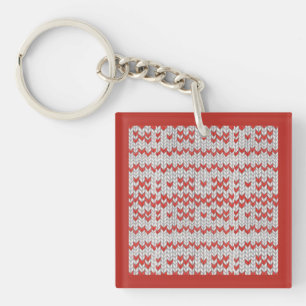 Porte-clés en acrylique carré tricot nordique ROUG