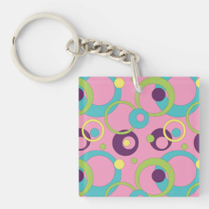 Porte-clés en acrylique Cercles Roses Funky
