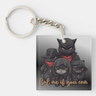 Porte-clés en acrylique Chat Gangster   Chatte Moi