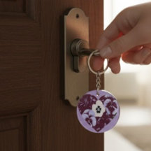 Porte-clés en acrylique Coeur de Violettes