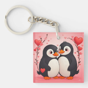 Porte-clés en acrylique Message d'amour de pingoui