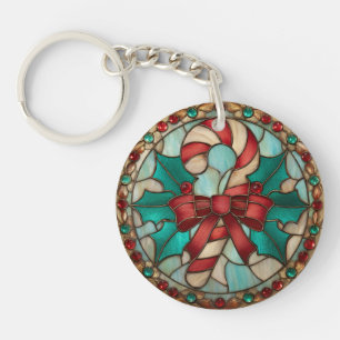 Porte-clés en acrylique motif bonbon de Noël