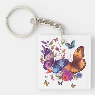 Porte-clés en acrylique Papillon Élégant