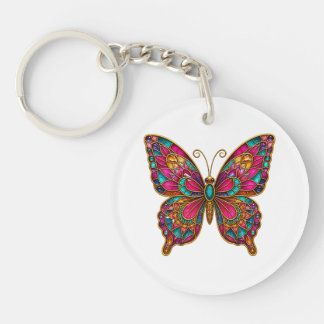 Porte-clés en acrylique papillon mandala bohème co