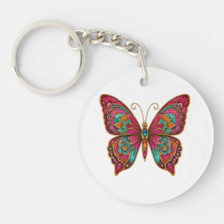 Porte-clés en acrylique papillon mandala bohème co